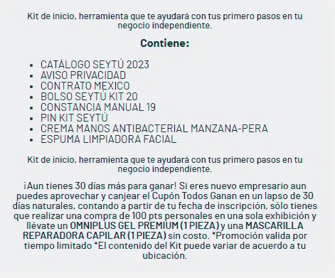 contenido del Kit de afiliación seytú